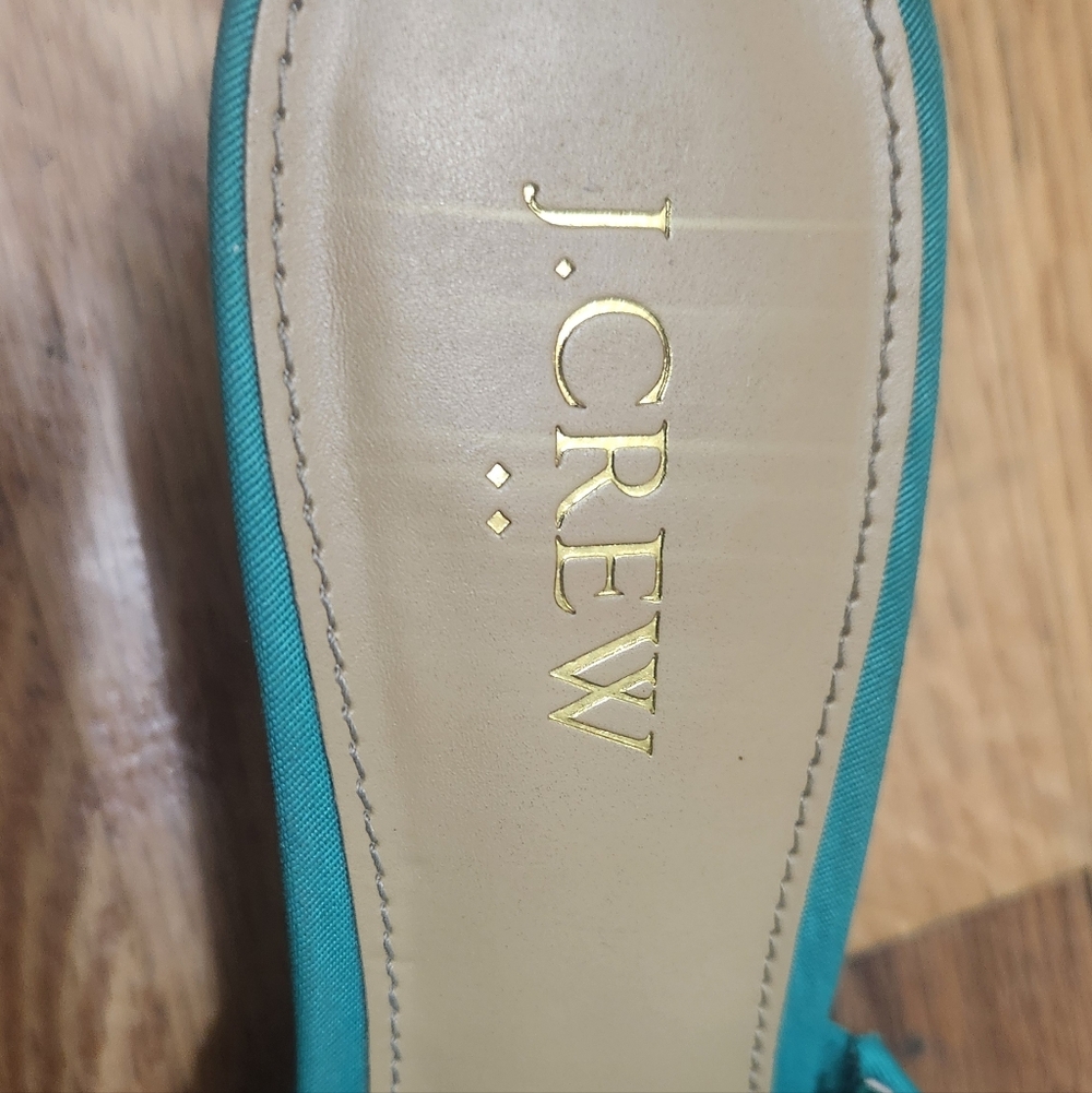 J.Crew Women’s Size 8 Teal Bow Mule Heels Kitten Heel Slip-On Sandals Chic Dress - Picture 7 of 10